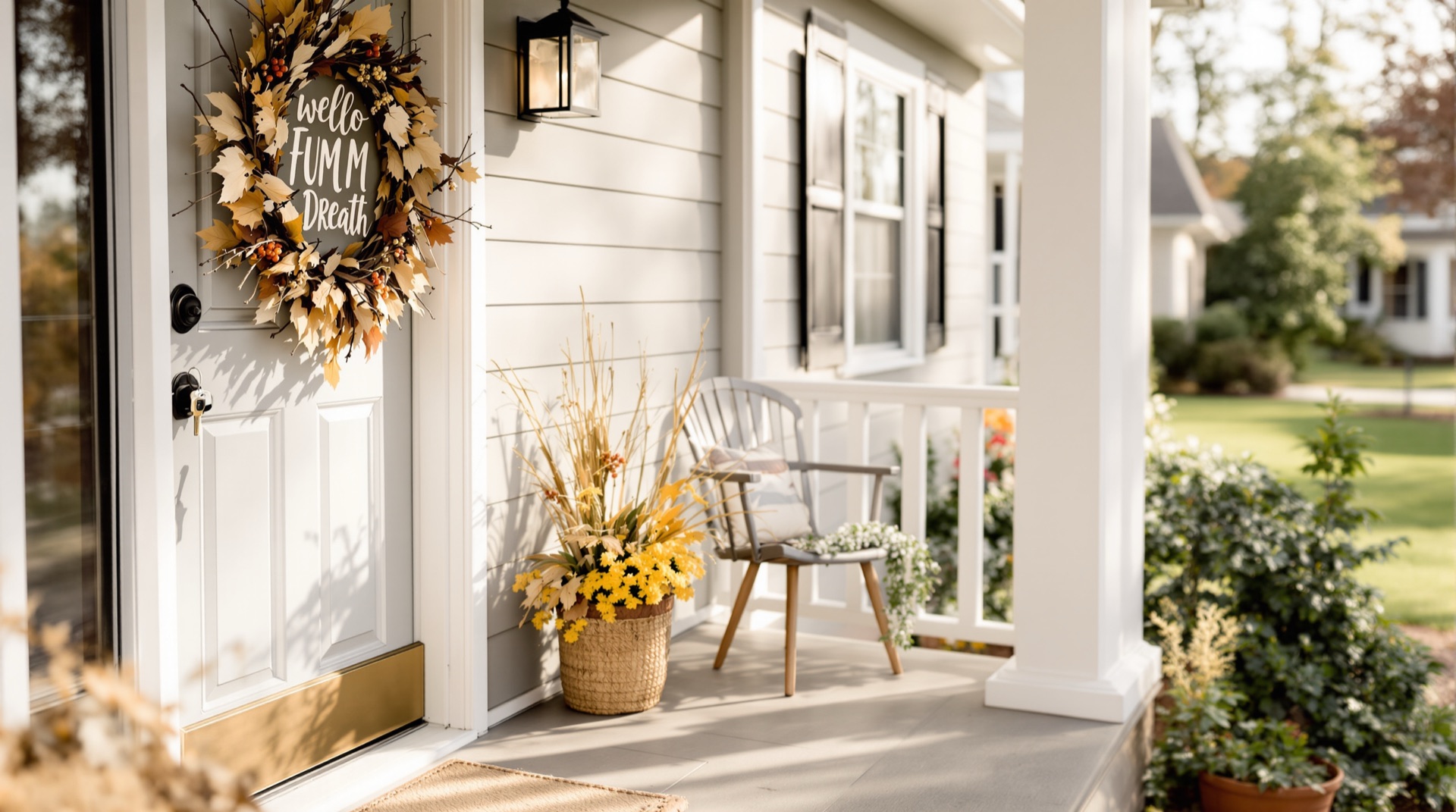 Welcoming front porch and door of a Lake Norman area home